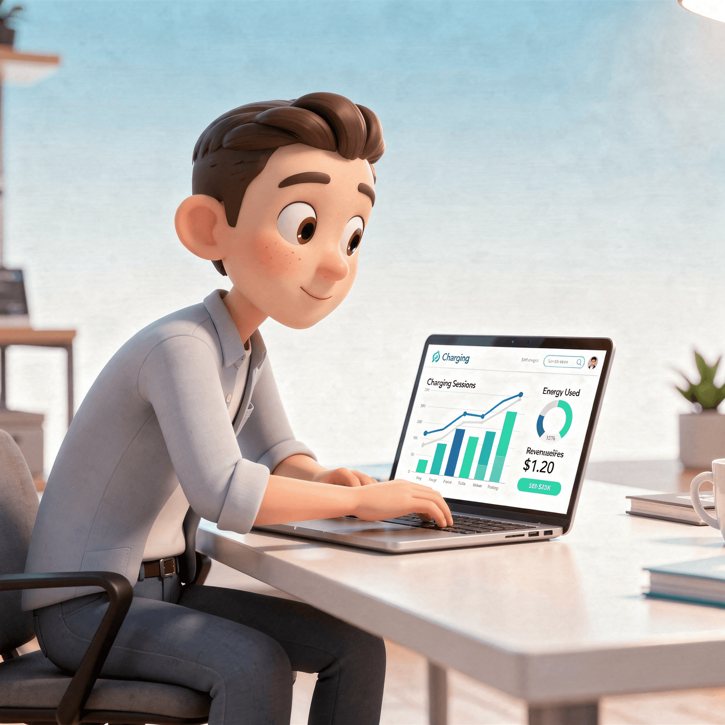 Property manager analyzing charging data